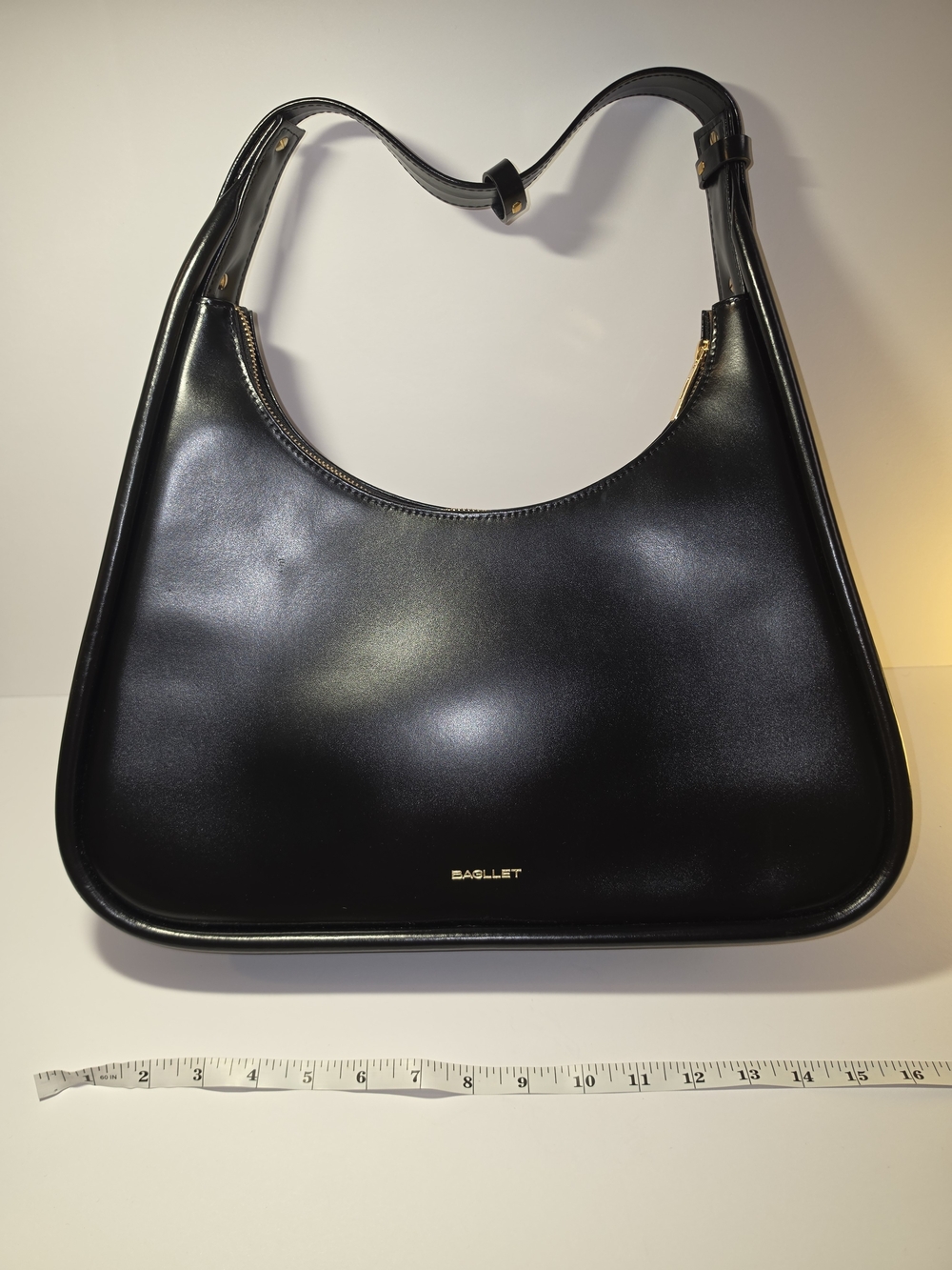BAGLLET BG135 Black Italian Leather Large Hobo Shoulder Bag - Picture 8 of 16